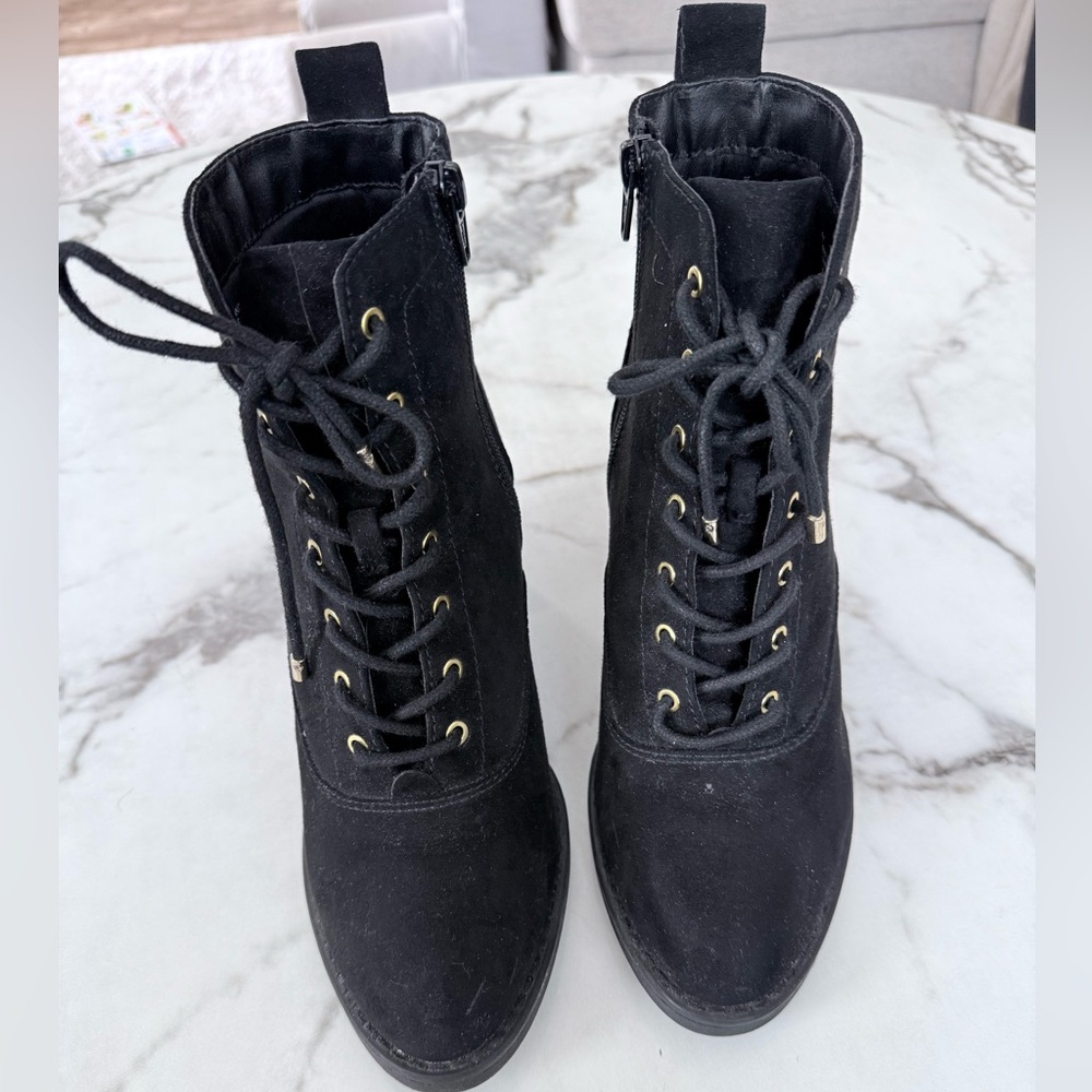 Material Girl Black Lace-Up Ankle Boots